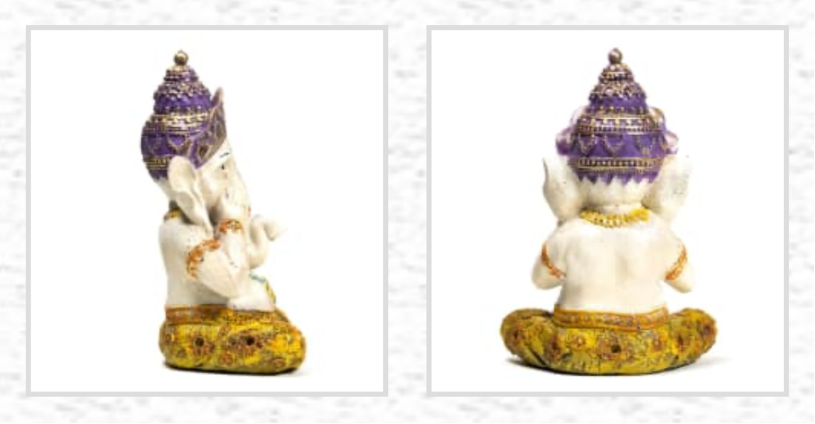 Ganesh coloré de 15 x 10 x 21 centimètres - 610 grammes - Modèle peint à la main !