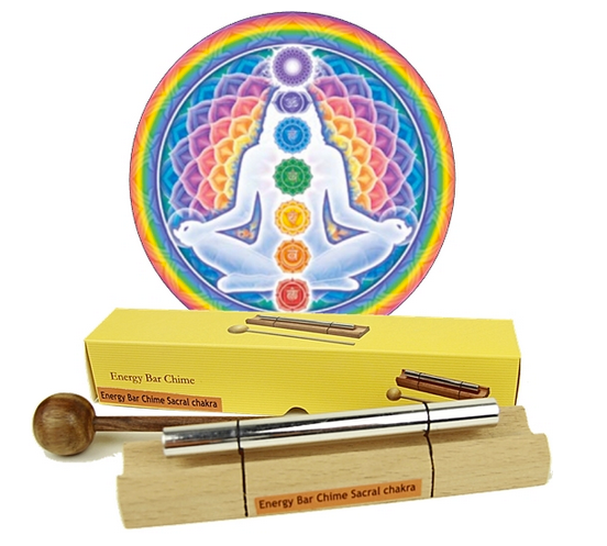 Sélection d'energy chimes/ barres sonores, set de 7 barres 'Fréquences des 7 chakras' ! 16 à 20 cm, vendu avec maillet !
