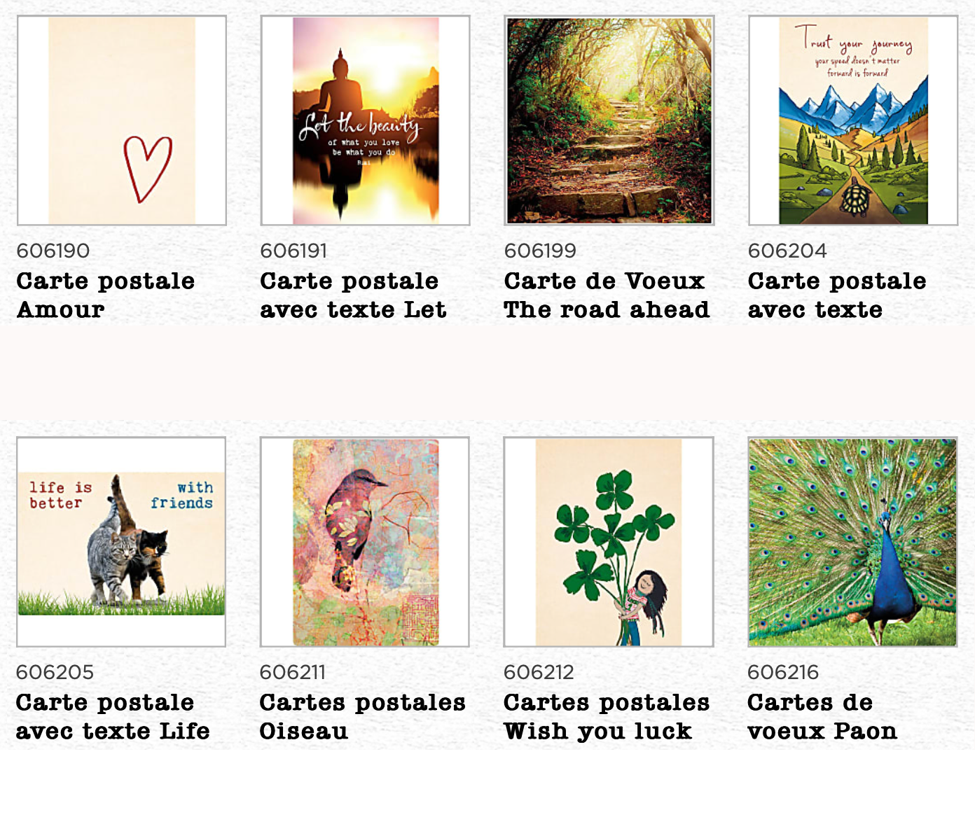 15x10 centimeter postcards, beautiful images, beautiful phrases for beautiful moments! Made from recycled paper and natural ink!