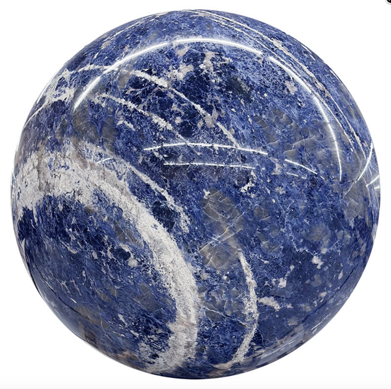 Rare, unique et impensable ! Sphère géante en Sodalite, pièce unique de 215kg, de 55cm de diamètre. Cela laisse sans voix !