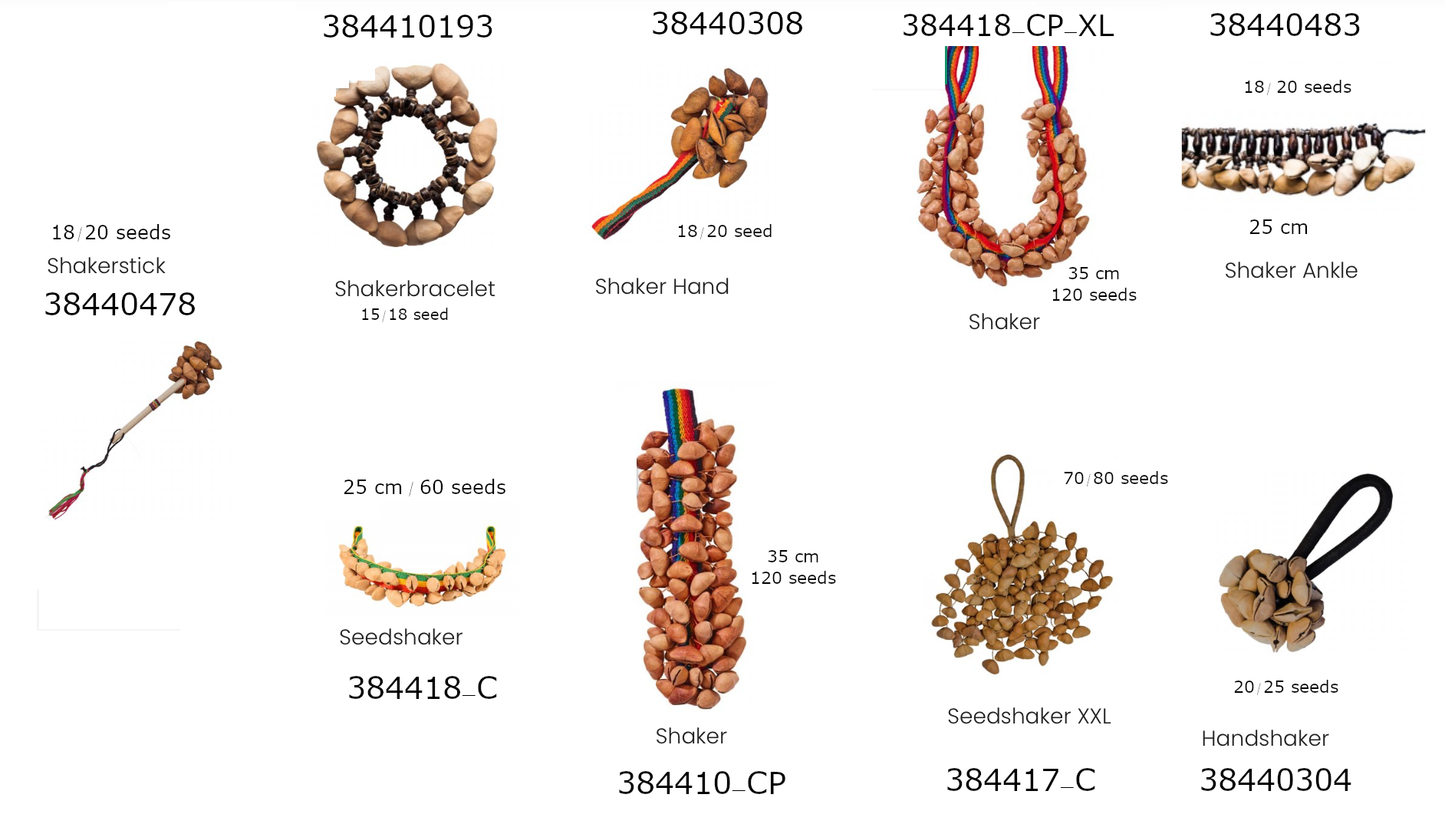 Instruments de danse en graines Chacha – Hochets, shakers, bracelets, plusieurs modèles au choix !