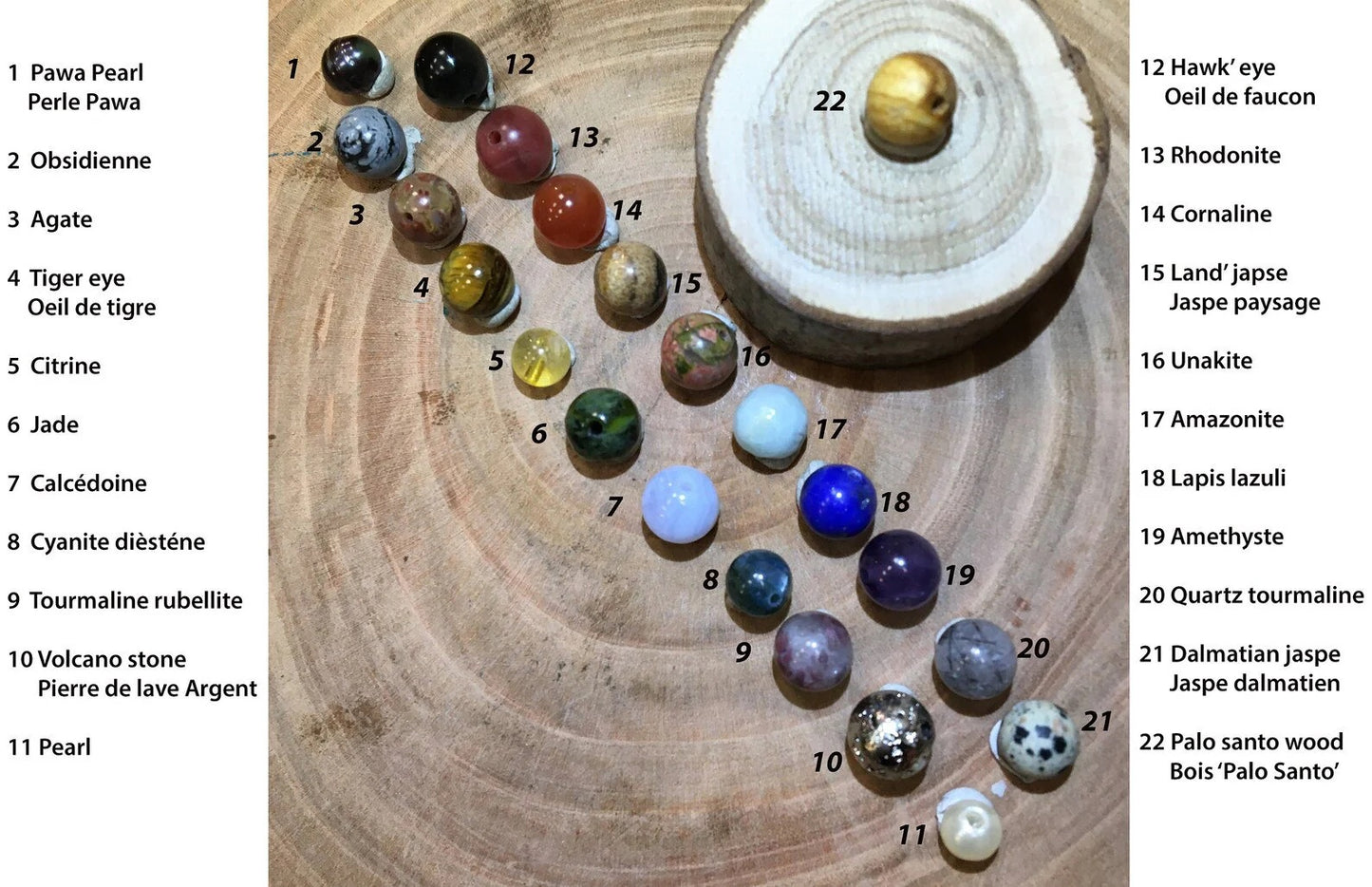 Chaîne en Améthyste, labradorite, œil de tigre, avec pendentif attrape rêve sur chaînette avec rallonge de 41,5 à 45 cm (bronze galvanisé).