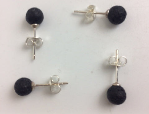Puces/ Clous/ Boucles d'oreilles en 'pierre de lave', qualité AA à AAA. Finition Argent 925 !