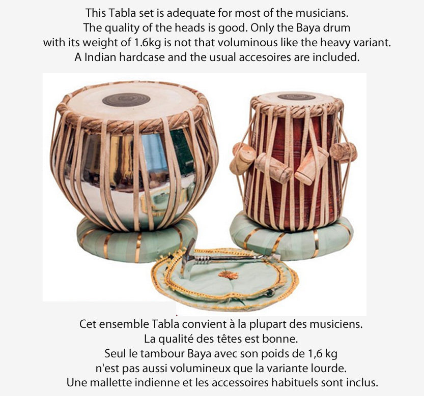 Tabla Indien traditionnel avec sac de transport, marteau et coussins. Ø Dayan: 19cm x 28cm de haut, 4,8kg/ Bayan: 30cm !
