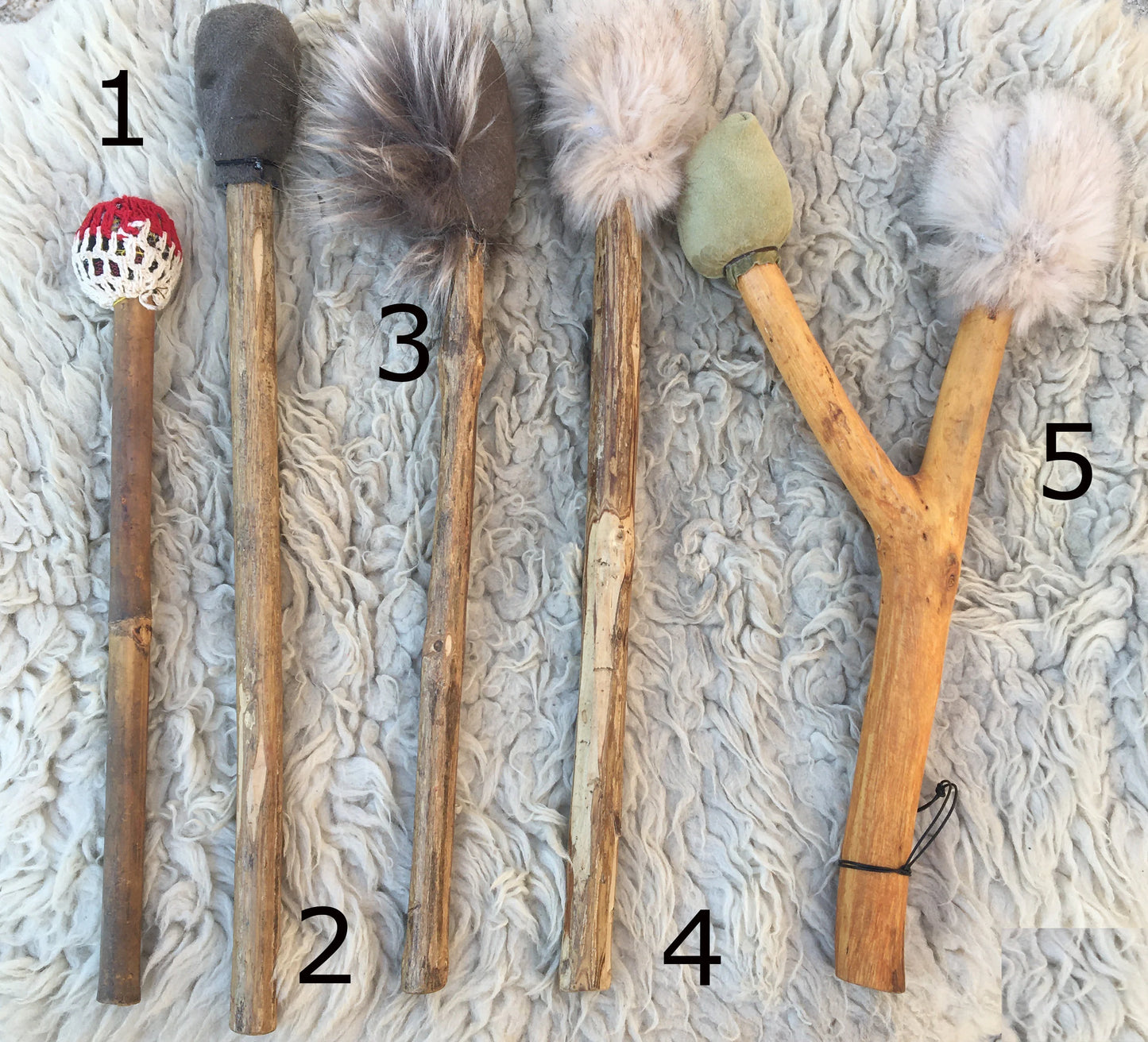 Sélection de maillets pour tambour chamanique, plusieurs modèles au choix ou vente en lot...