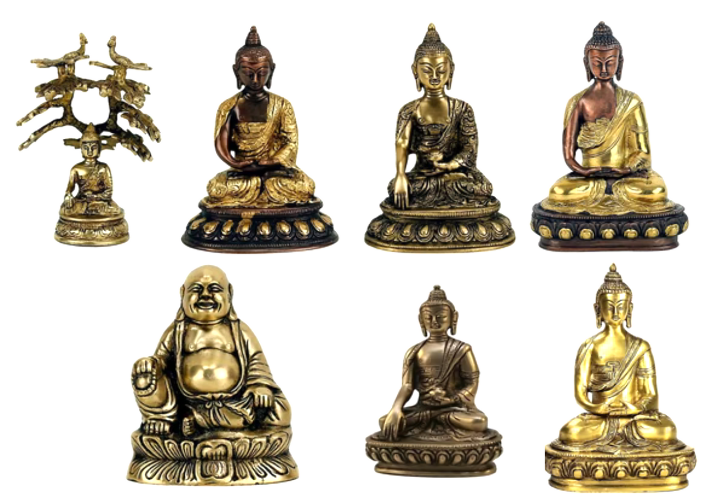 Sélection de Bouddha en laiton. Ø modèles de 13 à 20cm (au choix). Divinité Bouddhiste sacré de très belle qualité !
