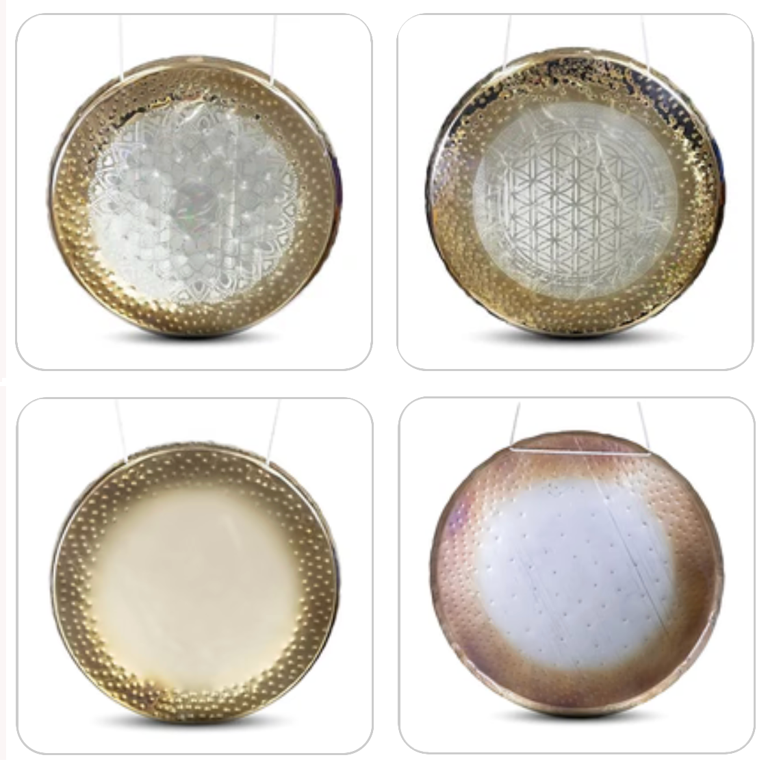 Sélection de Gong 'Collection 2025' – Ø 50-100 cm, avec ou sans motif 'Fleur de Vie' ou 'Mandala'