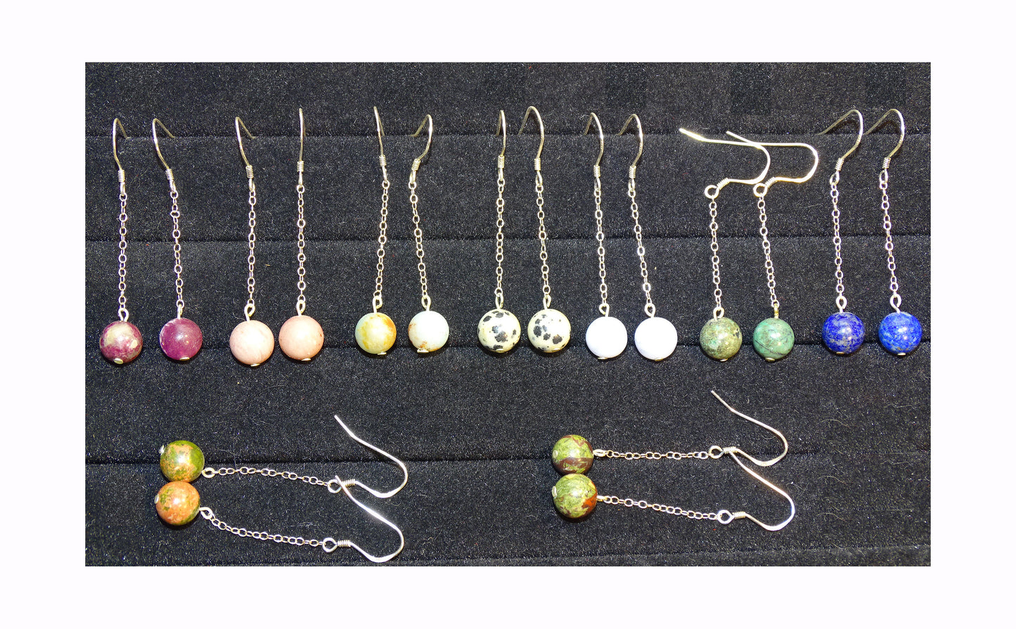 Boucles d'oreilles - Collection 'Perles & chaînes', concept Gem & Zen, qualité AA à AAA, montées par 'Zen Curiosity'. Argent, laiton ton Argent ou doré + options pour des choix de montures, parfait !
