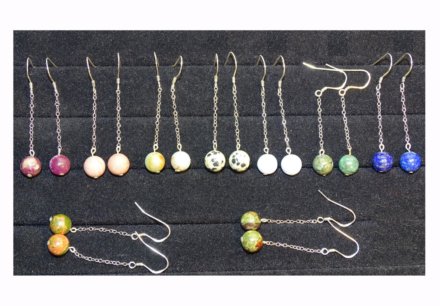 Boucles d'oreilles - Collection 'Perles & chaînes', concept Gem & Zen, qualité AA à AAA, montées par 'Zen Curiosity'. Argent, laiton ton Argent ou doré + options pour des choix de montures, parfait !