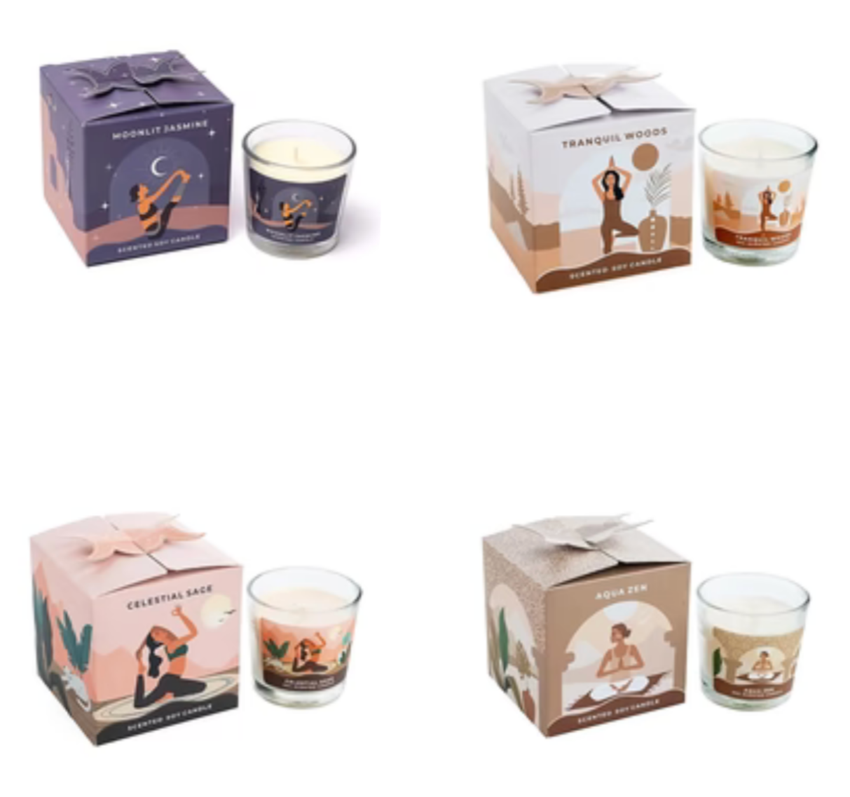 Bougie de chez 'Moonshine Yoga' (cire de soja) parfumée aux huiles essentielles naturelles. Mèche en coton pur. 5.5x6 cm - 60gr. - ± 12H de combustion.
