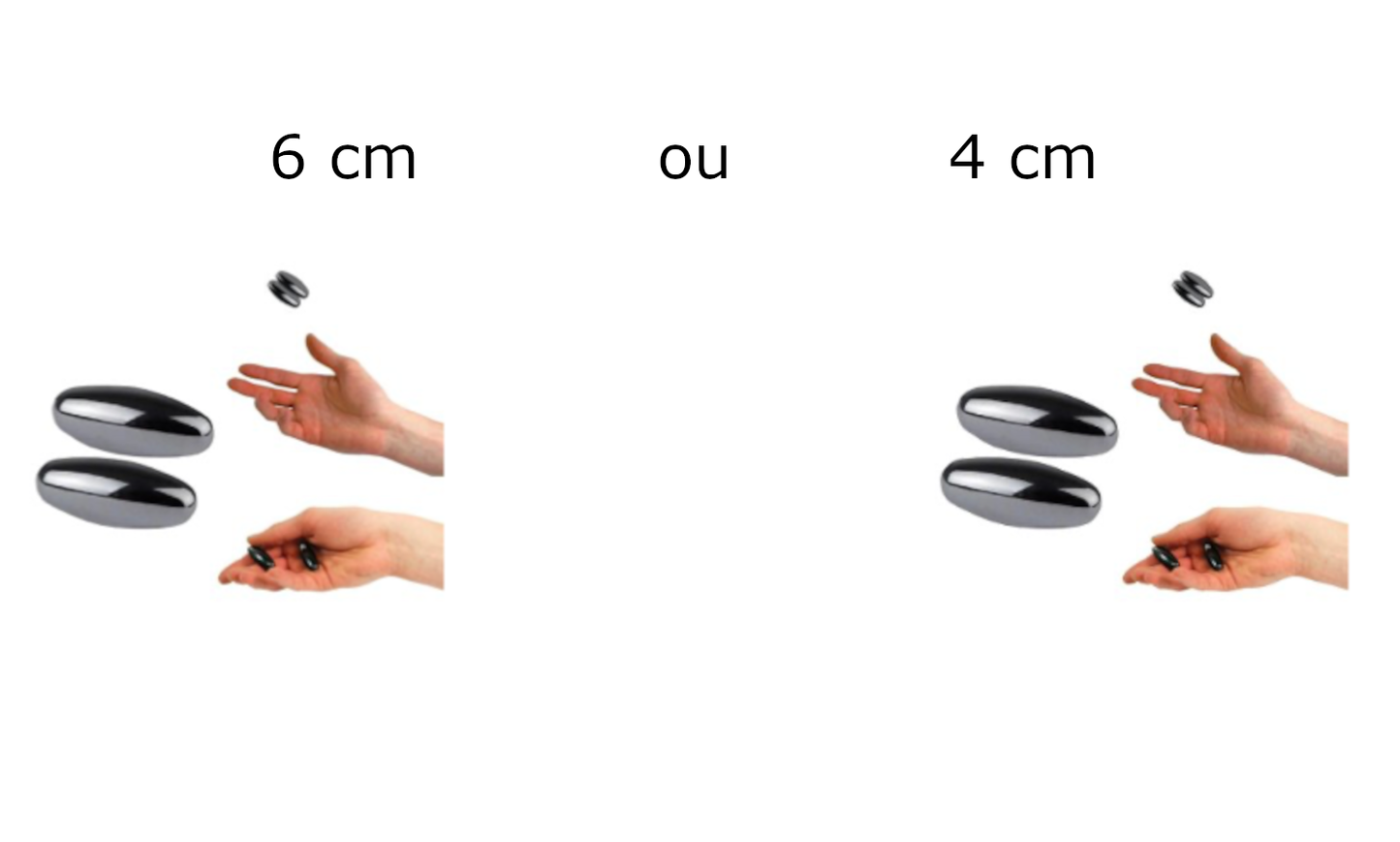 Hématite magnétique 'Power magnet', vendu par paire, 4 ou 6 centimètres, 2 finitions : naturelle ou titane ! Puissance : entre 1 200 à 1 300 gauss. Sert aussi de 'crotale' en musique, jeter en l'air, cela produit un son unique et vibrant !