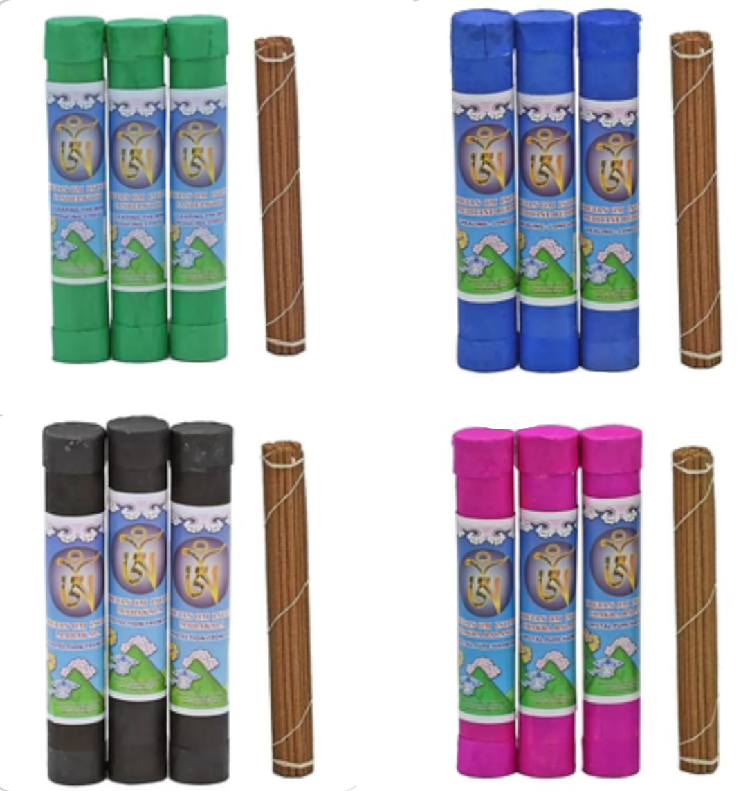 Encens 'OM Tibétain' – 4 parfums au choix. Bâtons de 20 cm (30 env./35 g). Fabriqué selon les principes tantriques Kavavira des plantes médicinales !
