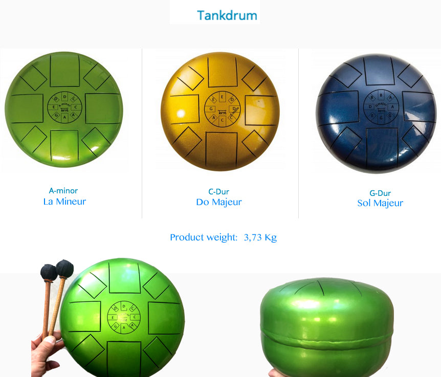 Tankdrum de 26cm de diamètre, 3 modèles au choix - A minor/ La mineur - C major/ Do majeur - G major/ Sol Majeur !