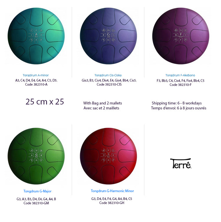 Tongdrum/Handpan, 25cm diameter x 13 centimeters height - 2.40 kilograms 5 models to choose from!