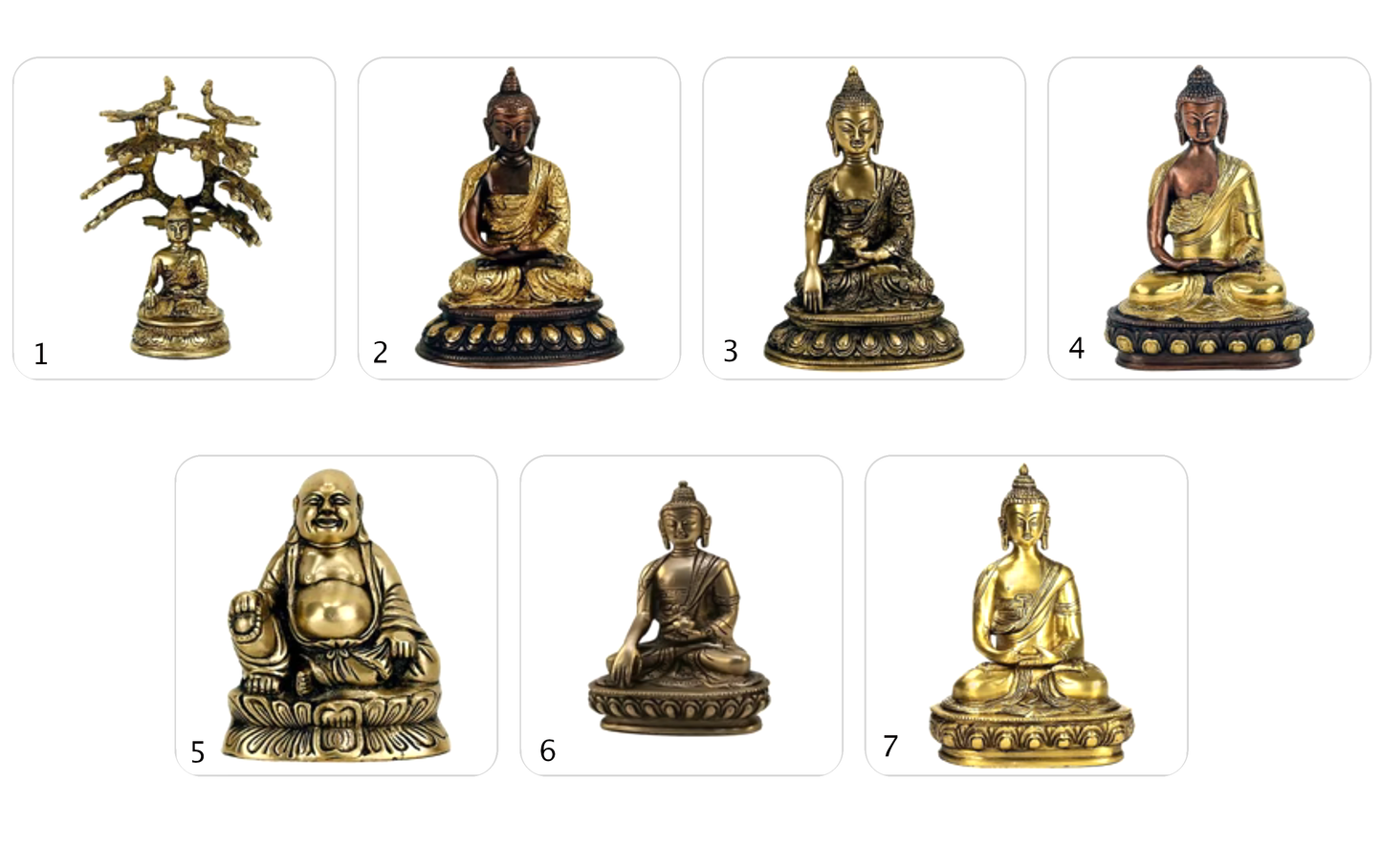 Sélection de Bouddha en laiton. Ø modèles de 13 à 20cm (au choix). Divinité Bouddhiste sacré de très belle qualité !