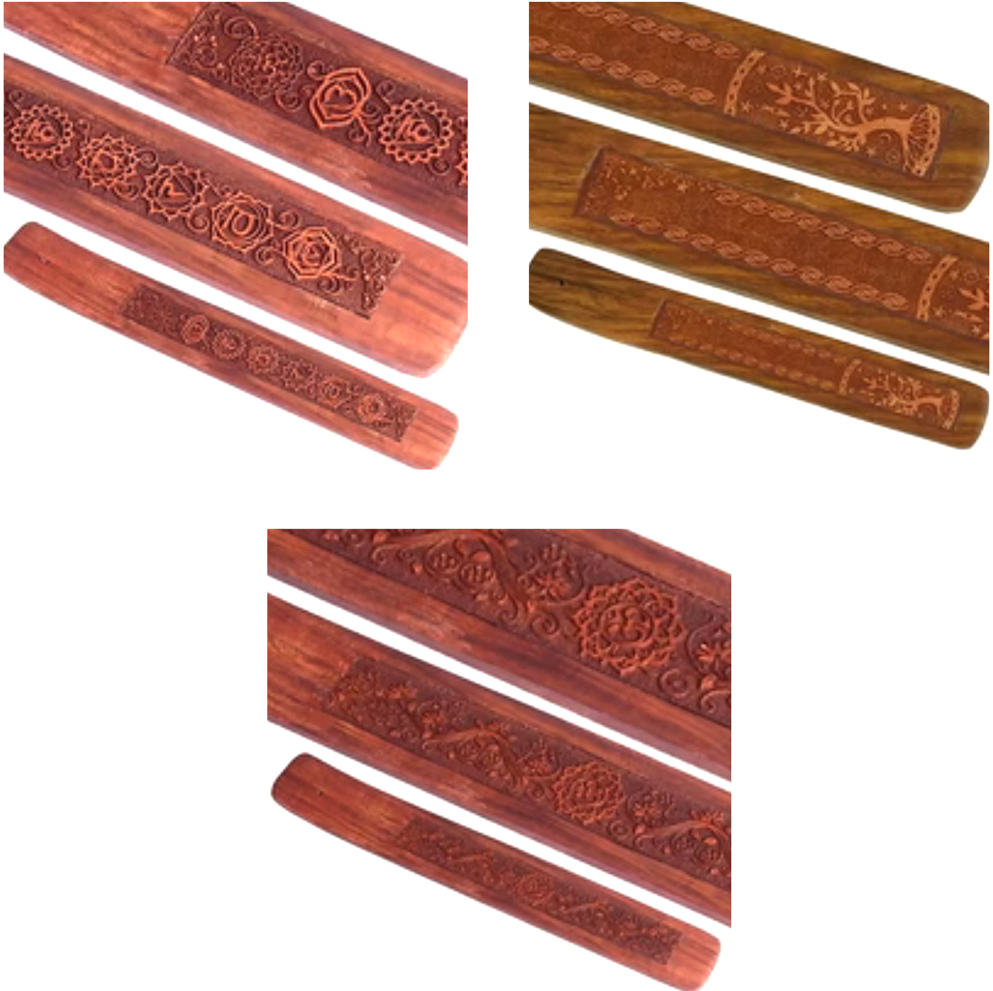 Brûleur d'encens en bois d'acacia 25x4 cm, pour bâtons fins : japonais, Marco Polo, Yoga, Archange, Agarbatti, Masala, Satya... !