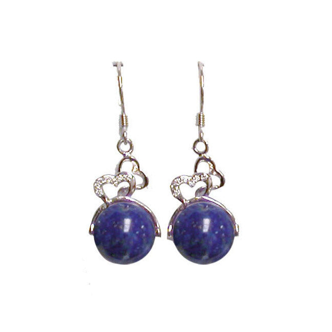 Boucles d'oreilles en améthyste ou lapis lazuli sur Argent 0.925, perle de 8mm avec fantaisies, qualité AA à AAA. Parfait !