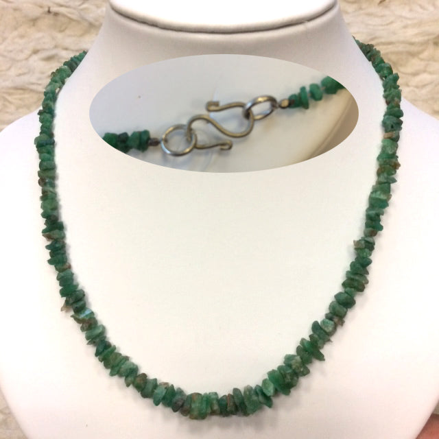 Rare ! Superbe collier en perle naturelle d'émeraude du Pakistan, 44 cm - Fait sur Argent ! Véritable œuvre d'art, chaque perle est un joyau !
