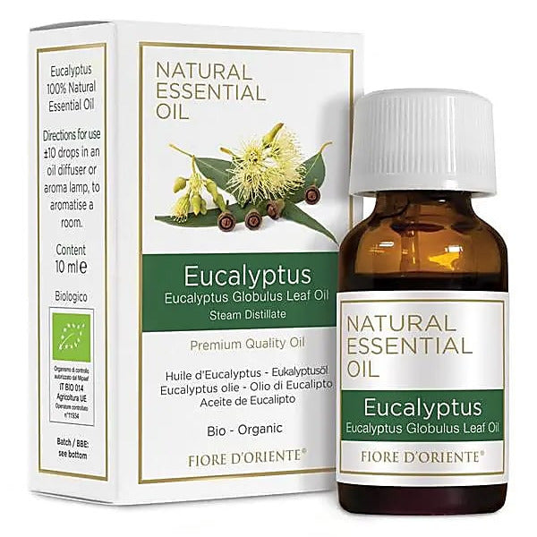 Huile essentielle d'Eucalyptus bio 100 % naturelle – Fiore d’Oriente, élaborée selon les principes de la médecine holistique.