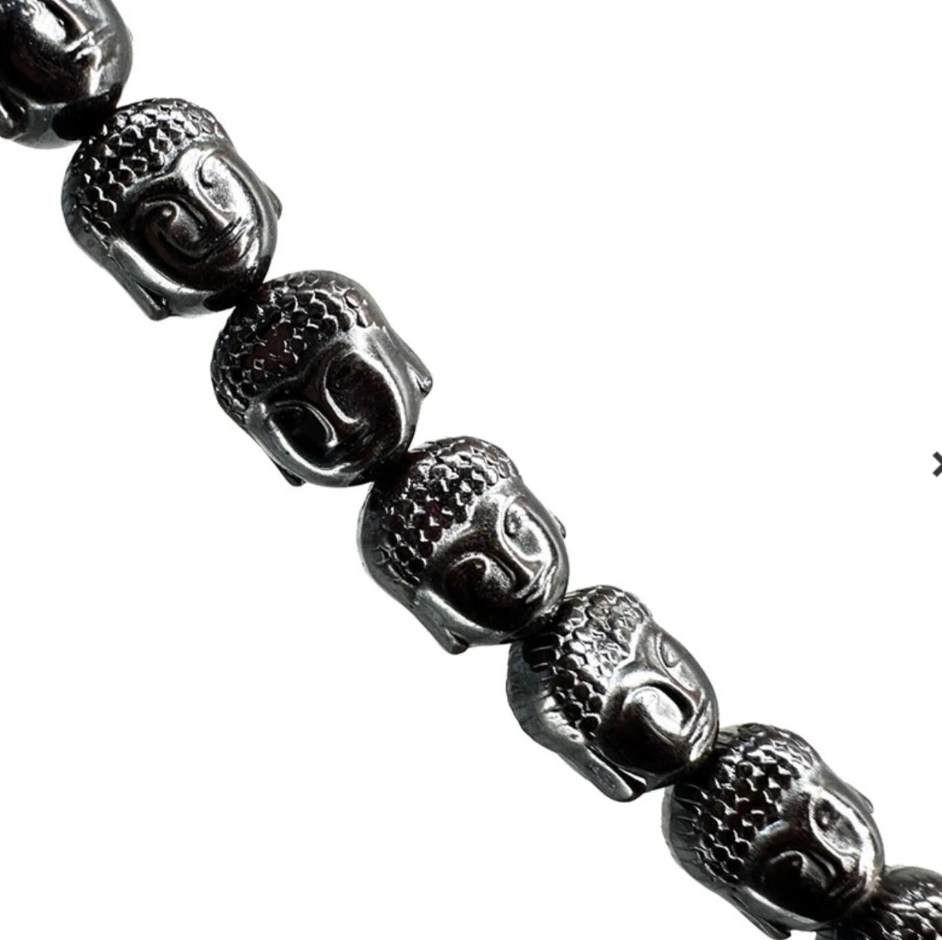 String of 'Buddha head' beads in hematite stone, for creating bracelets, necklaces, Mala... 40 centimeters x 8 millimeters... Very good quality, perfect for adapting your favorite creations!