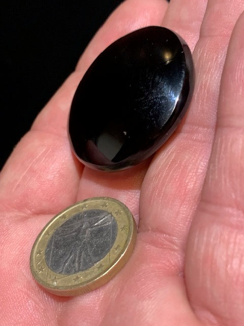 Obsidienne noire - Galet rond - 35 mm de diamètre x 12 - 17 gr.