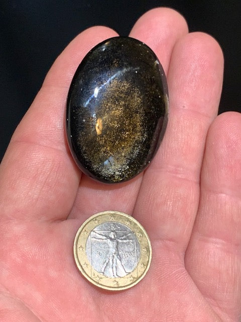 Obsidienne dorée - Galet/ Pierre plate - 45 x 33 x 12 mm - 23,5 gr.