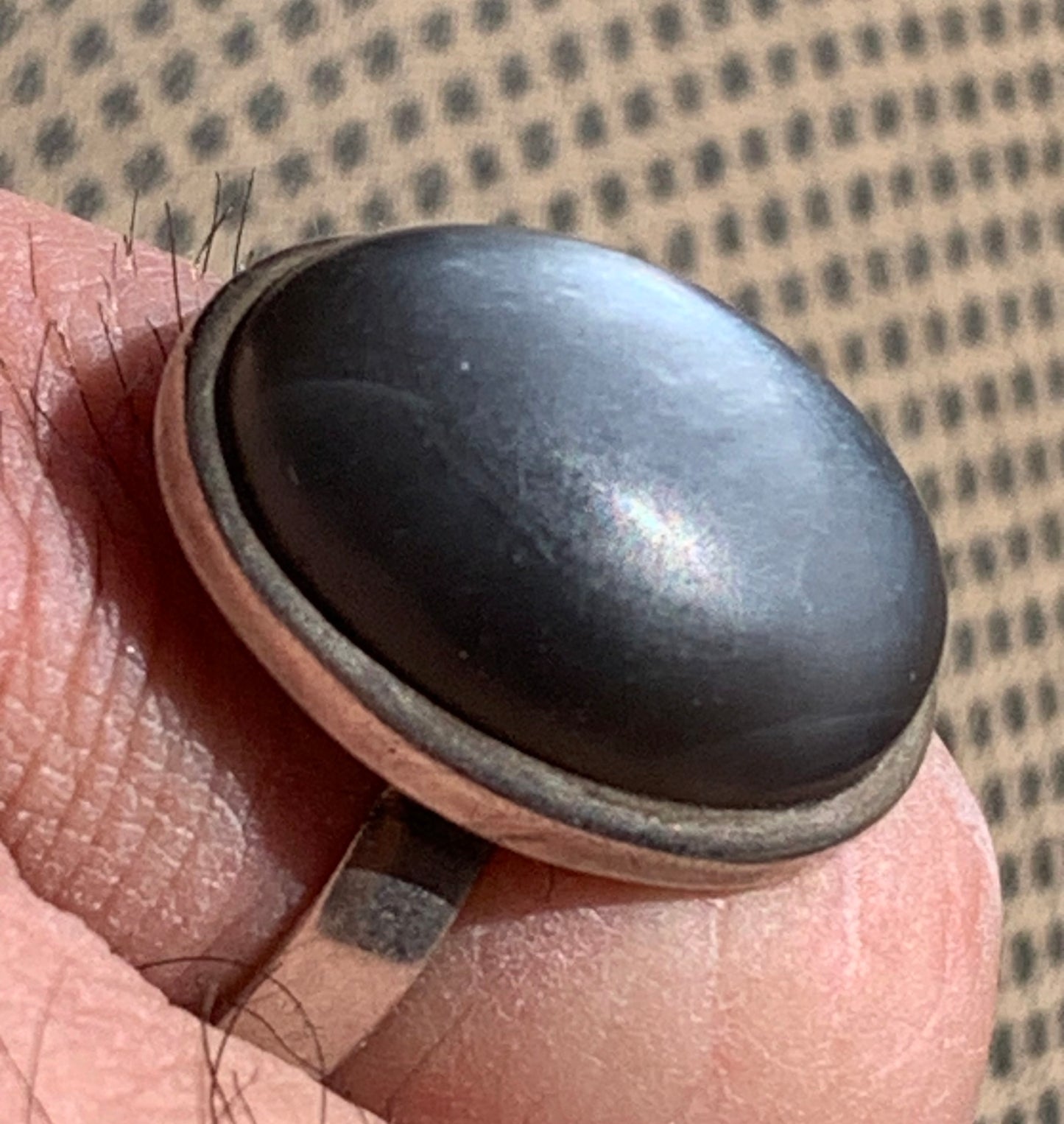 Superbe bague en Pierre de lune grise d'Inde, montée Argent 0.925, taille 56. Superbe pierre au reflets brillants !