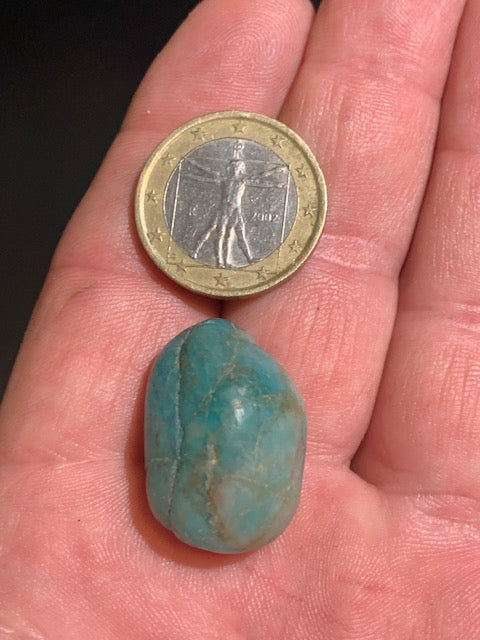 Amazonite, pierre roulée - ± 26 x 17 x 16 mm - 10 gr.