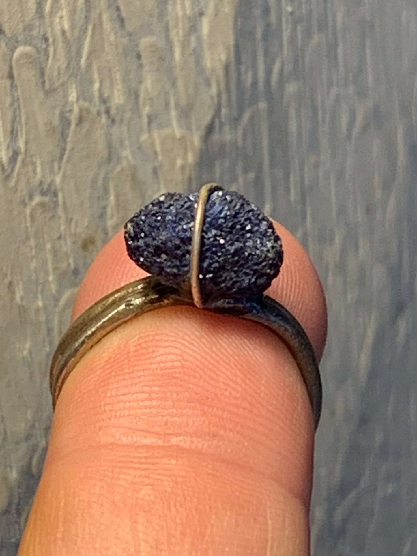 Bague réglable en azurite, Argent 0.925. Superbe pierre brute à l'origine du lapis lazuli !