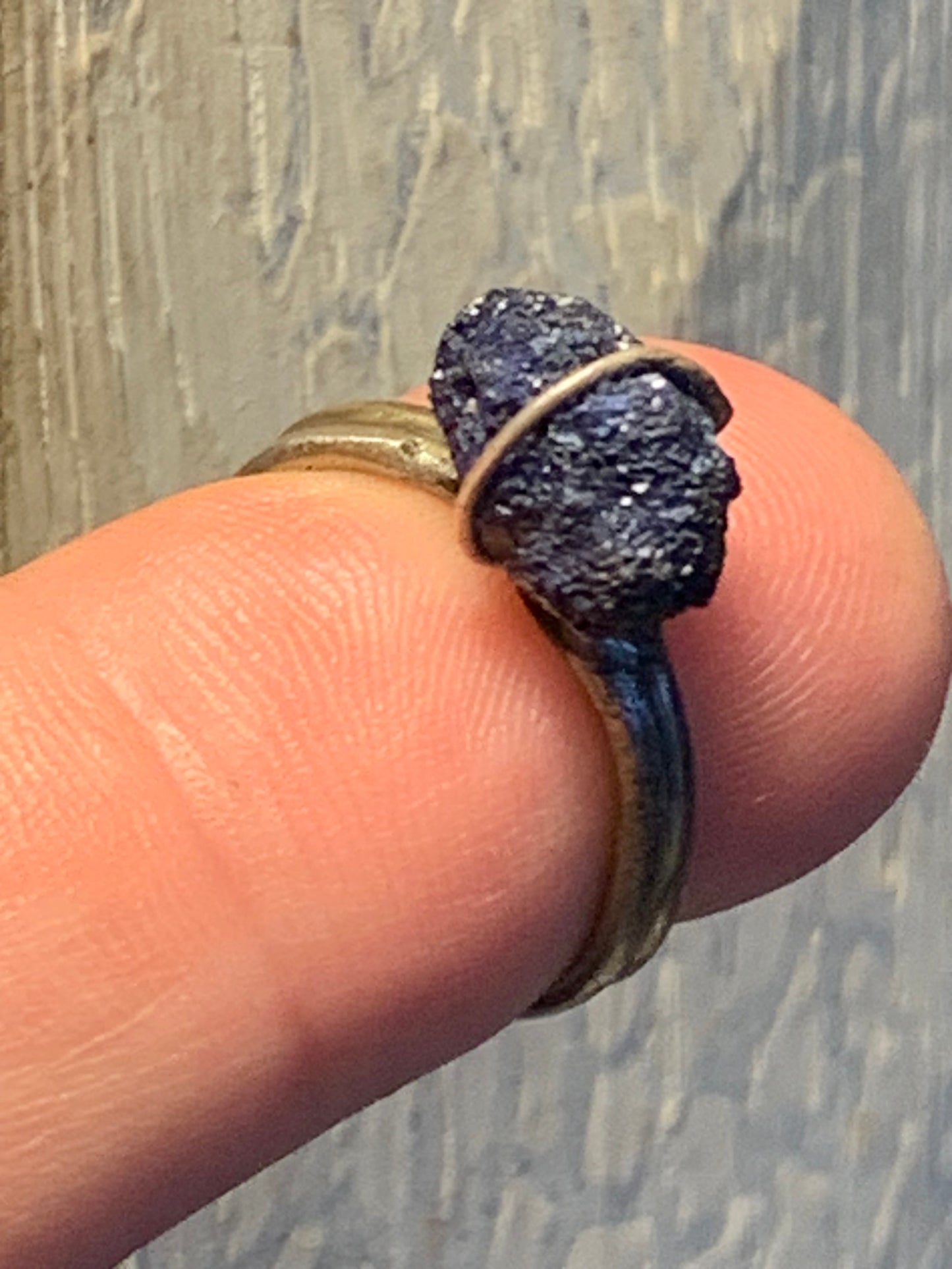Bague réglable en azurite, Argent 0.925. Superbe pierre brute à l'origine du lapis lazuli !