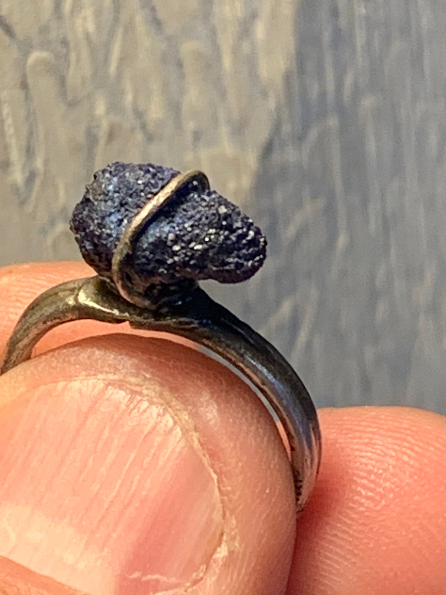 Bague réglable en azurite, Argent 0.925. Superbe pierre brute à l'origine du lapis lazuli !