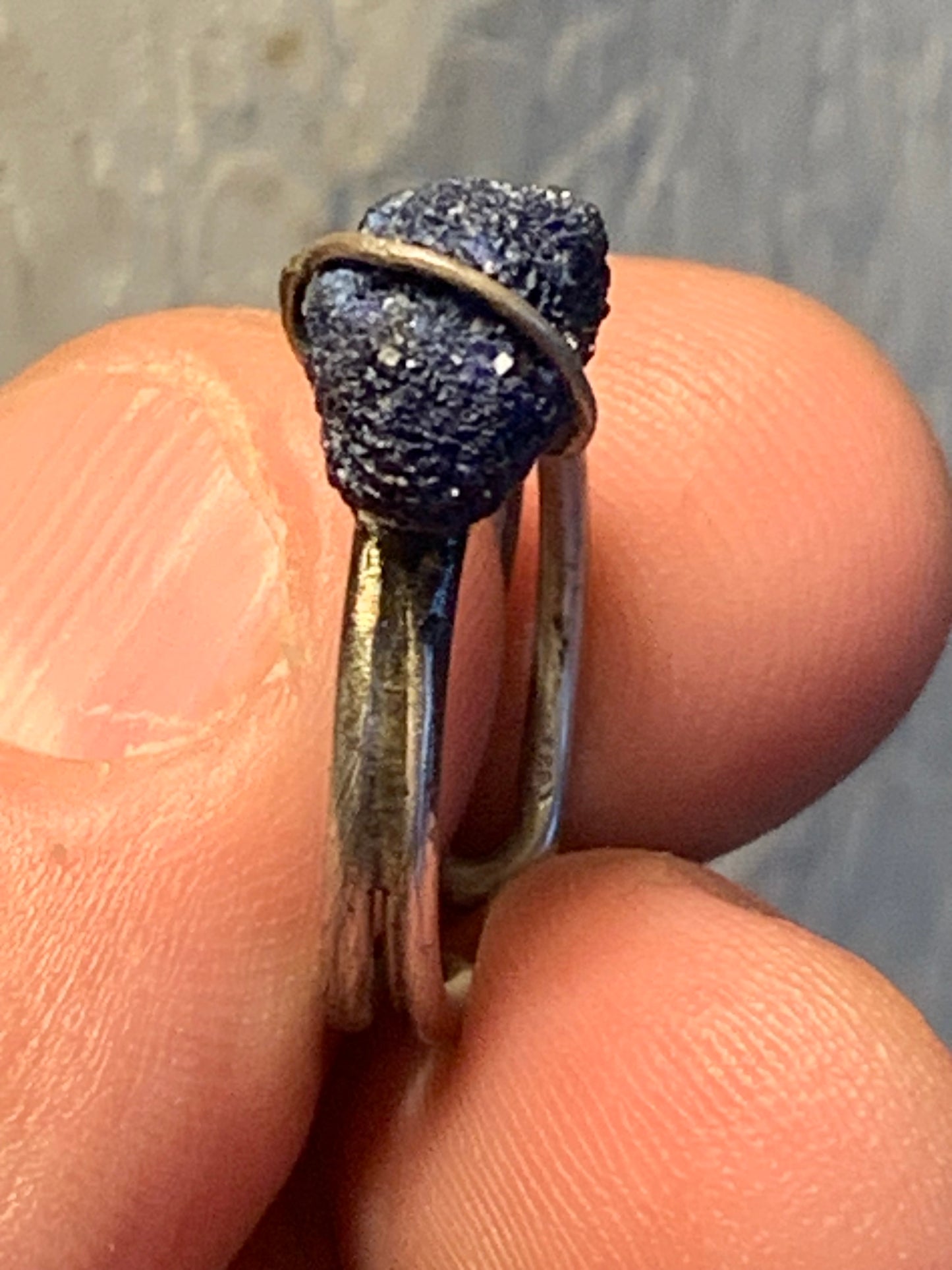 Bague réglable en azurite, Argent 0.925. Superbe pierre brute à l'origine du lapis lazuli !