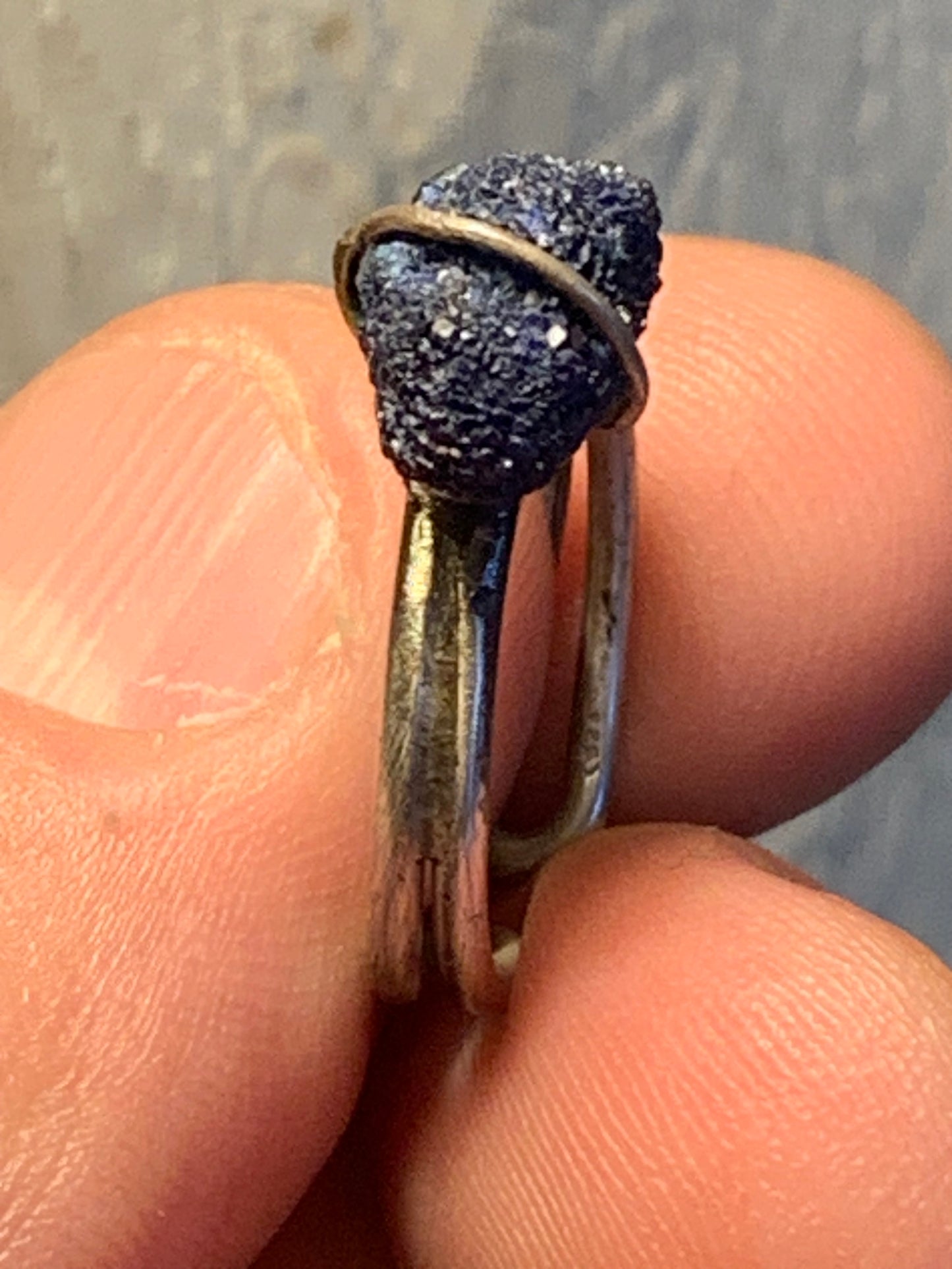 Bague réglable en azurite, Argent 0.925. Superbe pierre brute à l'origine du lapis lazuli !