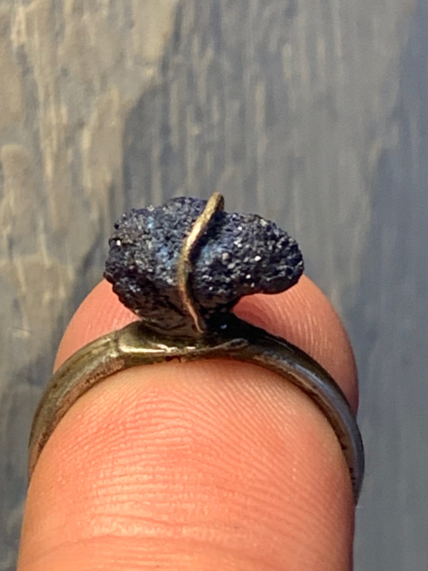Bague réglable en azurite, Argent 0.925. Superbe pierre brute à l'origine du lapis lazuli !