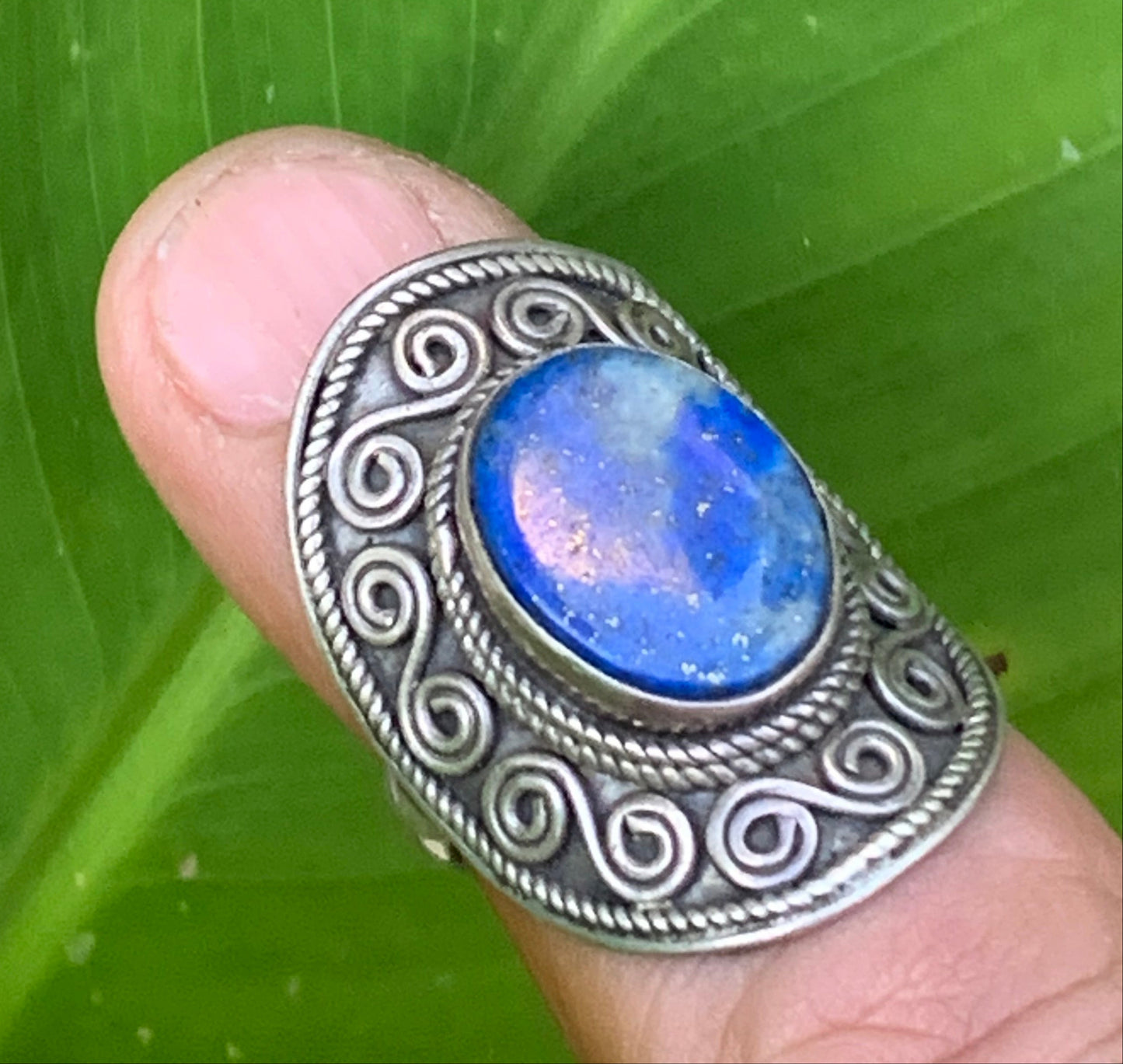 Bague en Lapis lazuli, faîte en Argent 0.925, taille 59 Fr. Superbe pierre au bleu royal !