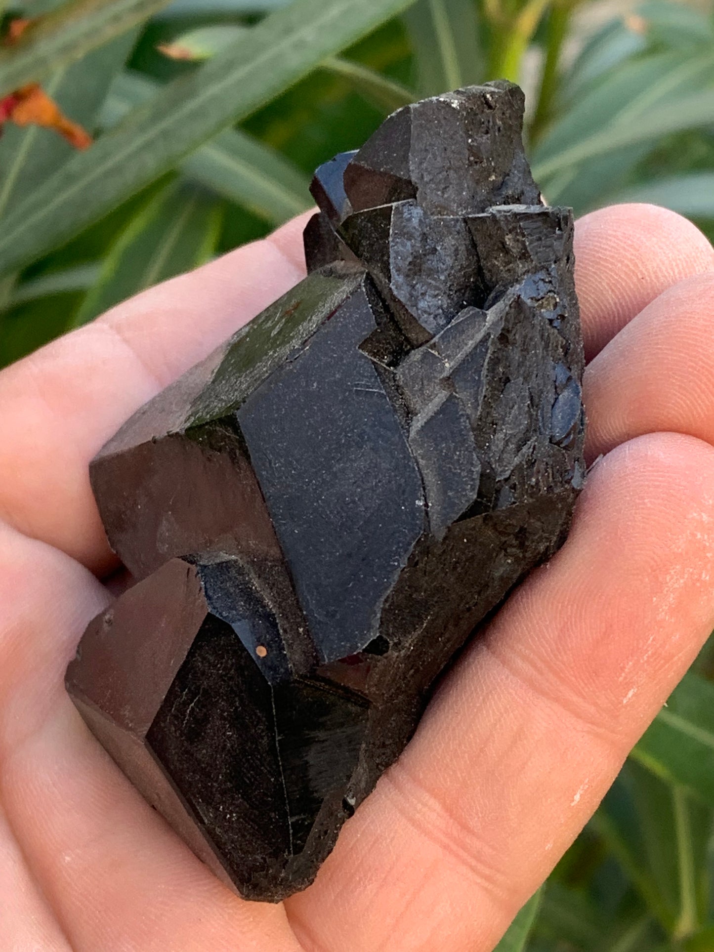 Tourmaline noire, spécimen naturel, macle de 83 x 53 x 32 mm - 166,8 grammes. Une très belle pièce avec plusieurs têtes à 3 faces !