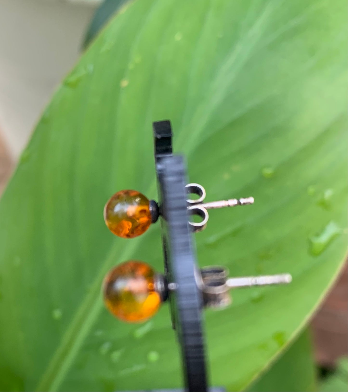Puces/ Clous/ Boucles d'oreilles en Ambre, qualité AA à AAA. Finition Argent 925 !