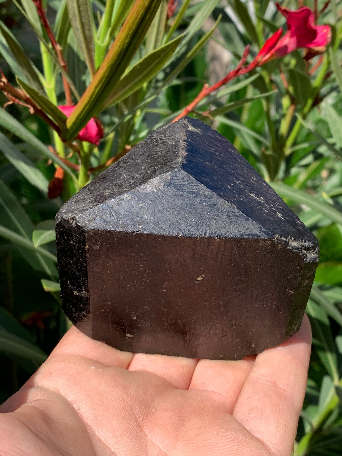 Tourmaline noire, spécimen naturel à 3 faces de 80 x 65 x 70 mm - 555 grammes. Une très belle et unique pièce !