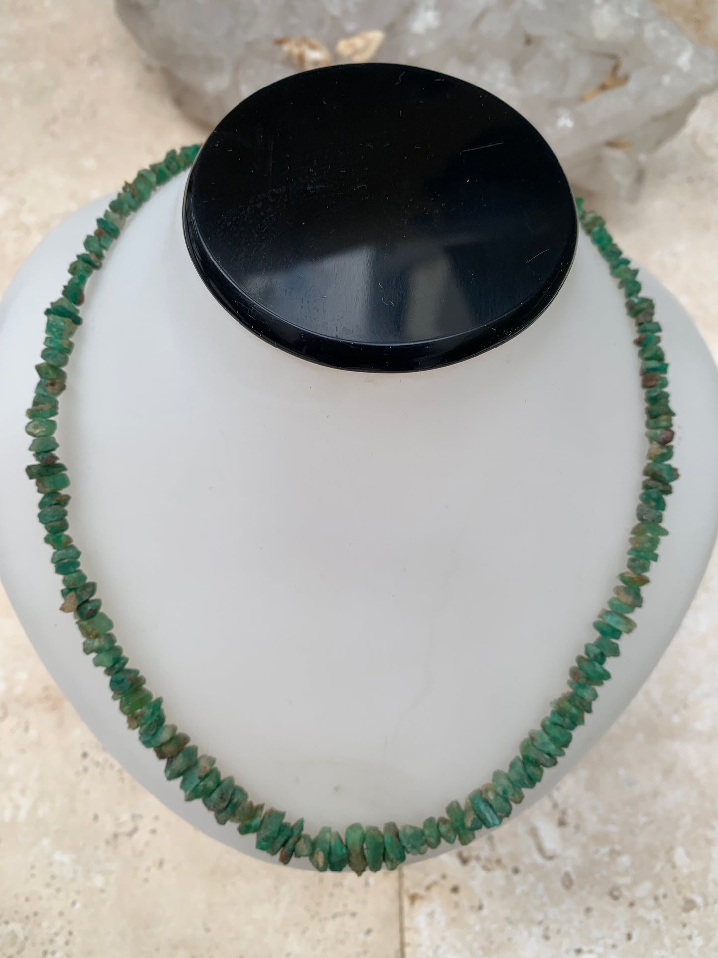 Rare ! Superbe collier en perle naturelle d'émeraude du Pakistan, 44 cm - Fait sur Argent ! Véritable œuvre d'art, chaque perle est un joyau !