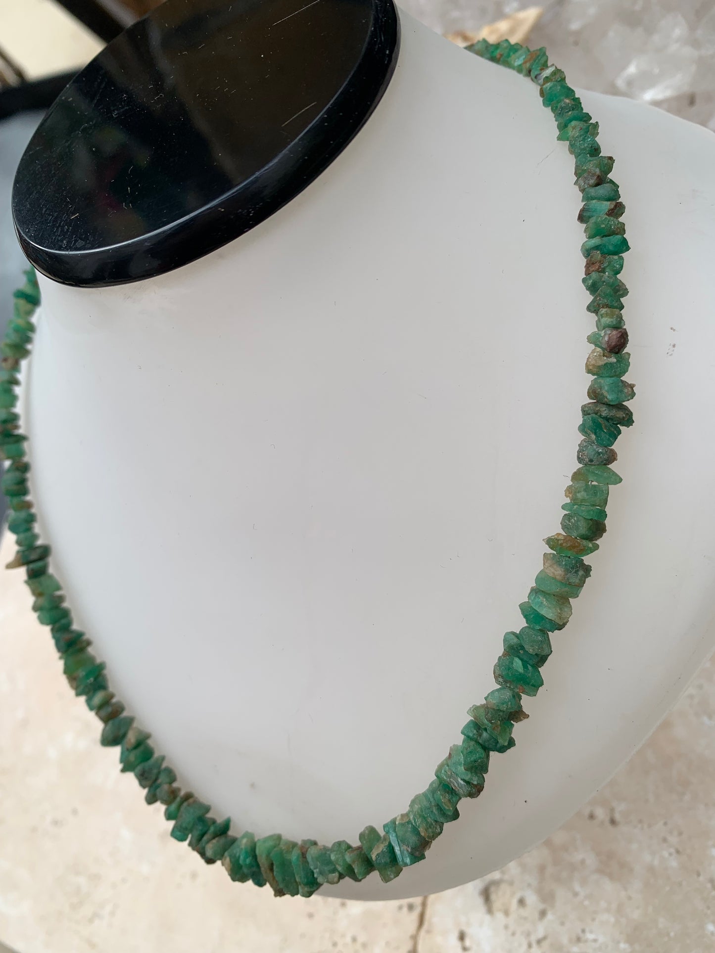 Rare ! Superbe collier en perle naturelle d'émeraude du Pakistan, 44 cm - Fait sur Argent ! Véritable œuvre d'art, chaque perle est un joyau !