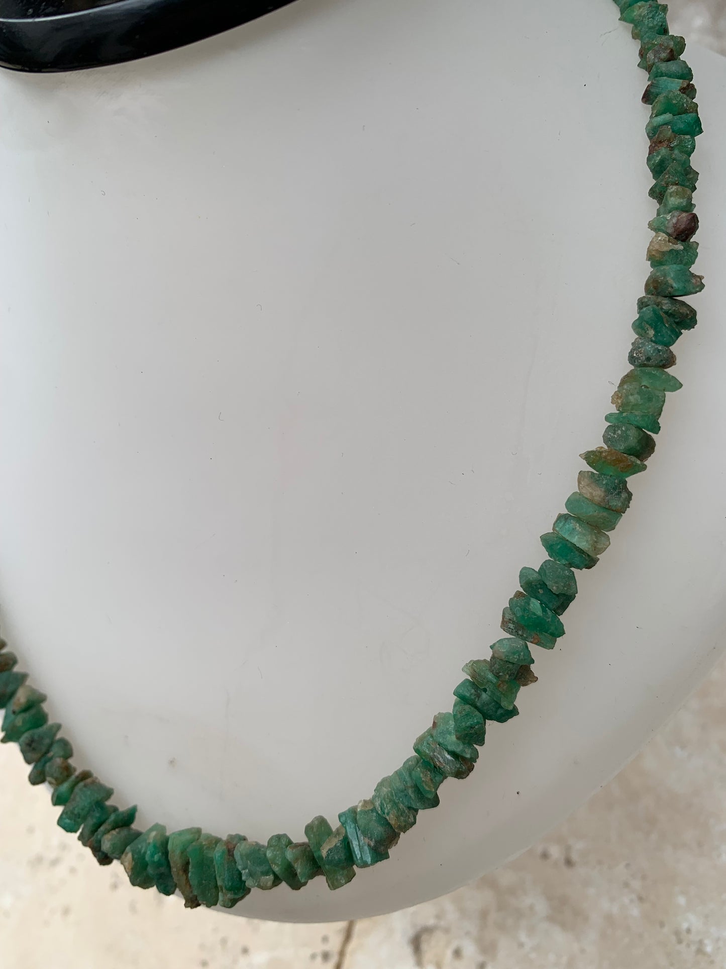 Rare ! Superbe collier en perle naturelle d'émeraude du Pakistan, 44 cm - Fait sur Argent ! Véritable œuvre d'art, chaque perle est un joyau !