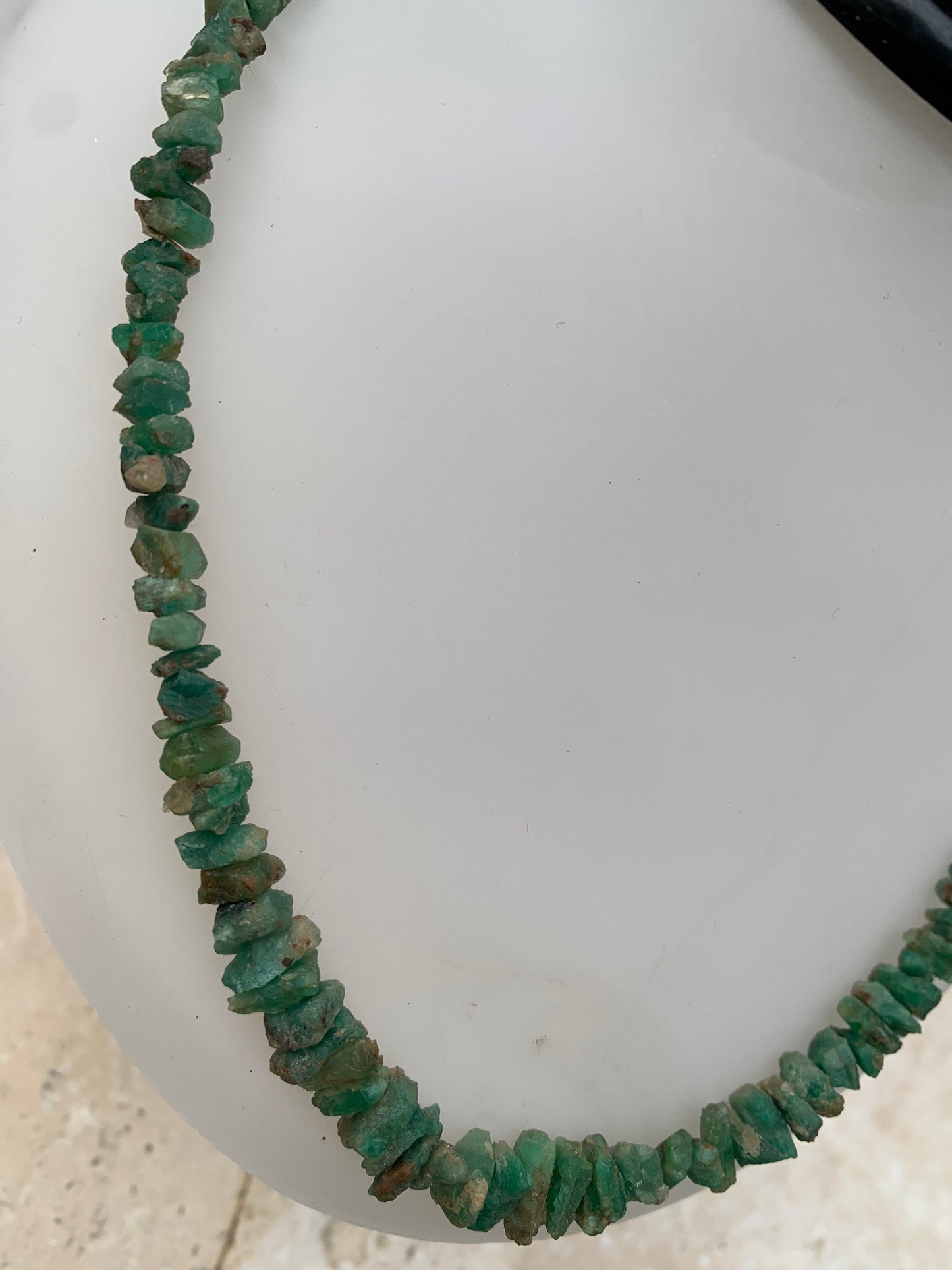 Rare ! Superbe collier en perle naturelle d'émeraude du Pakistan, 44 cm - Fait sur Argent ! Véritable œuvre d'art, chaque perle est un joyau !