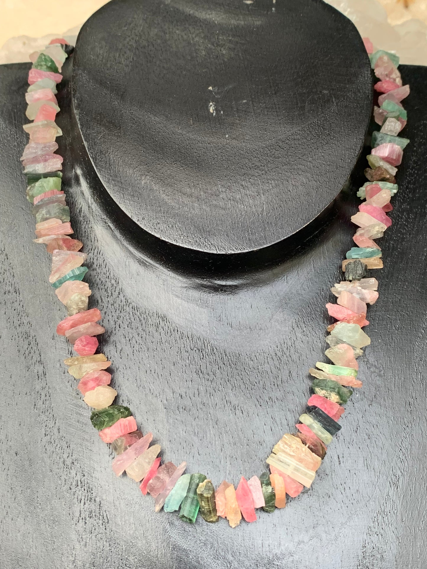 Bijoux d'exception, superbe collier en perle naturelle de tourmaline multicolore, 45 cm. Fait sur Argent par Zen C° ! Véritable œuvre d'art, chaque perle est un joyau !