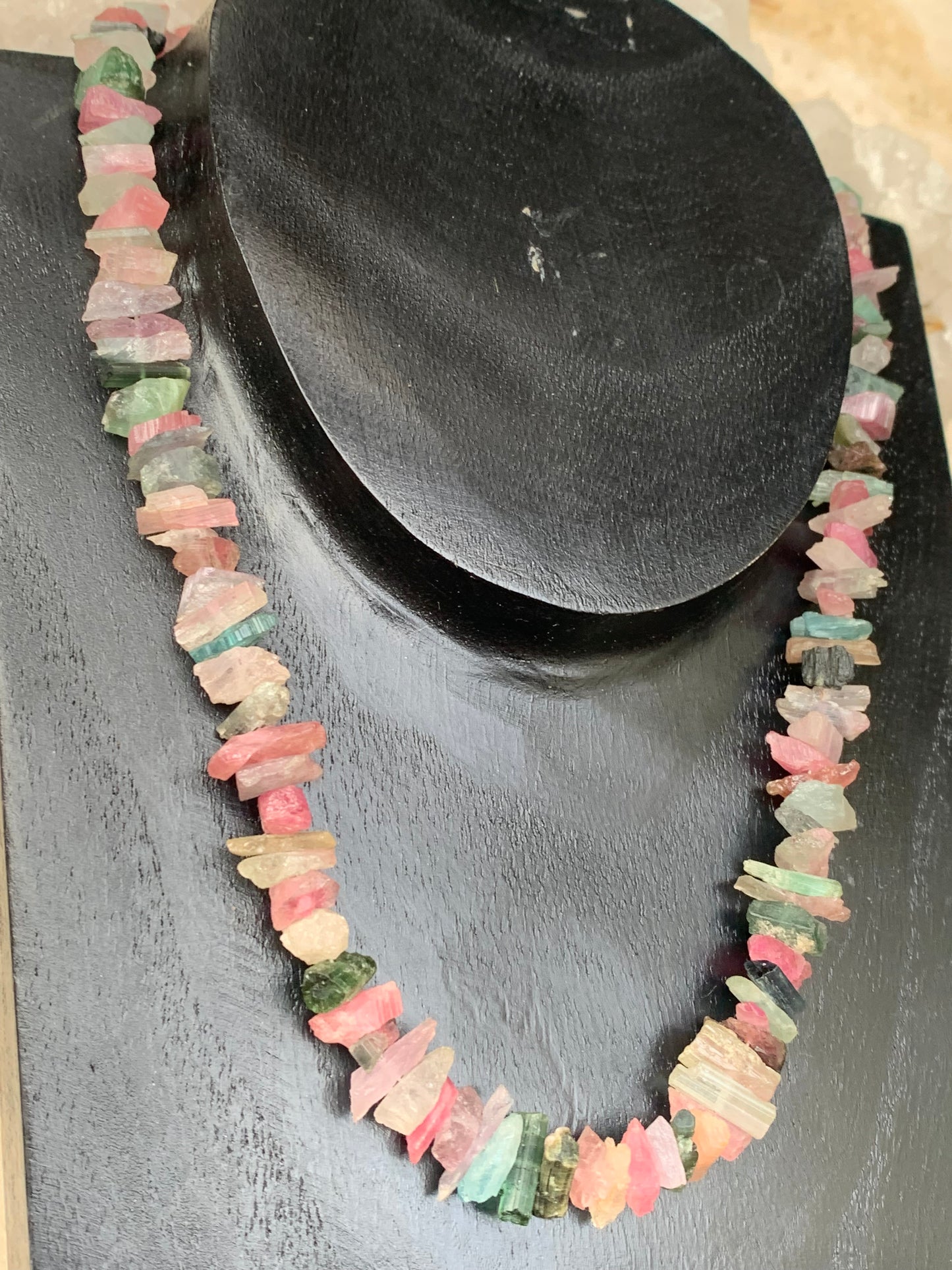 Bijoux d'exception, superbe collier en perle naturelle de tourmaline multicolore, 45 cm. Fait sur Argent par Zen C° ! Véritable œuvre d'art, chaque perle est un joyau !