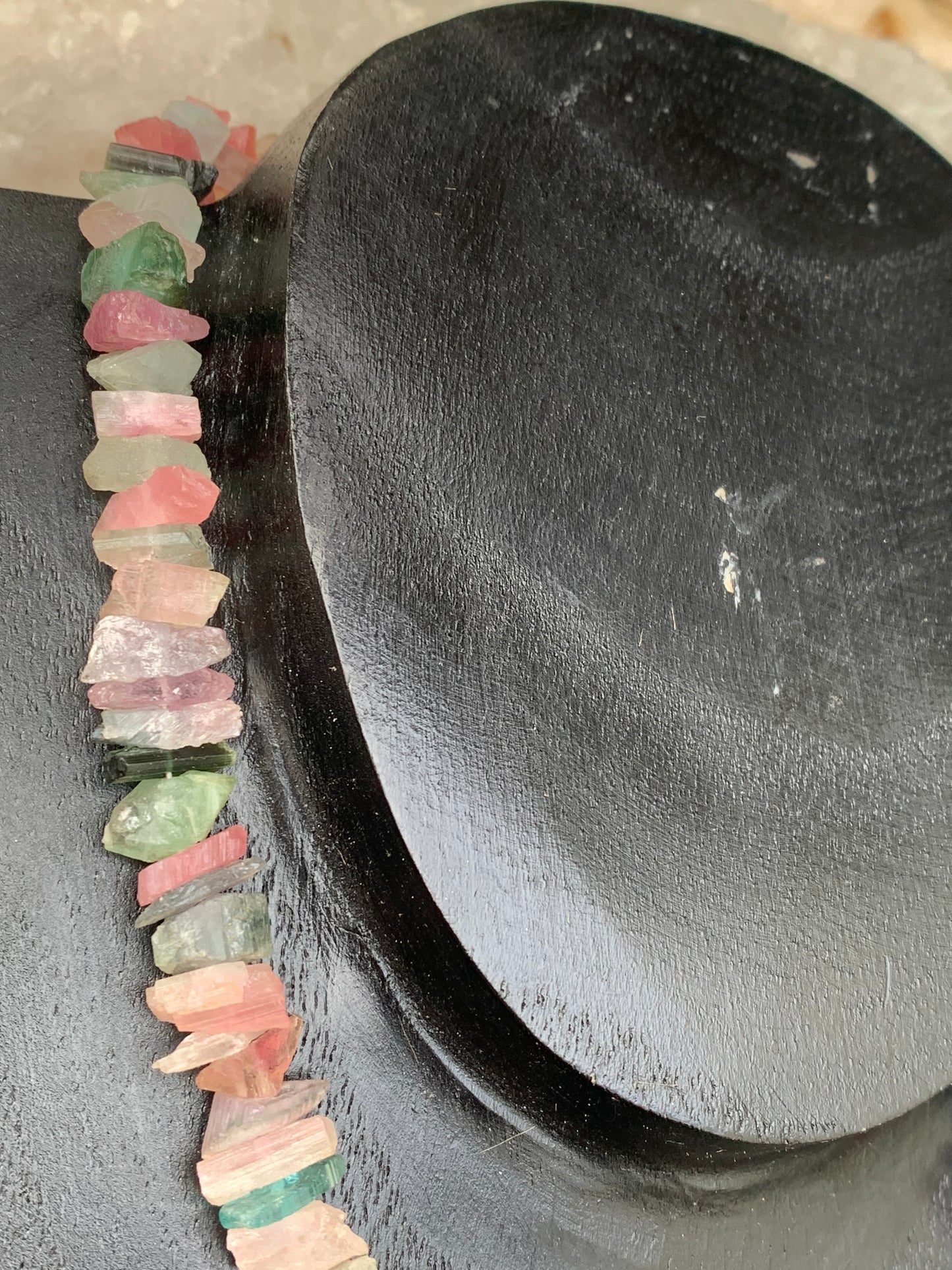 Bijoux d'exception, superbe collier en perle naturelle de tourmaline multicolore, 45 cm. Fait sur Argent par Zen C° ! Véritable œuvre d'art, chaque perle est un joyau !