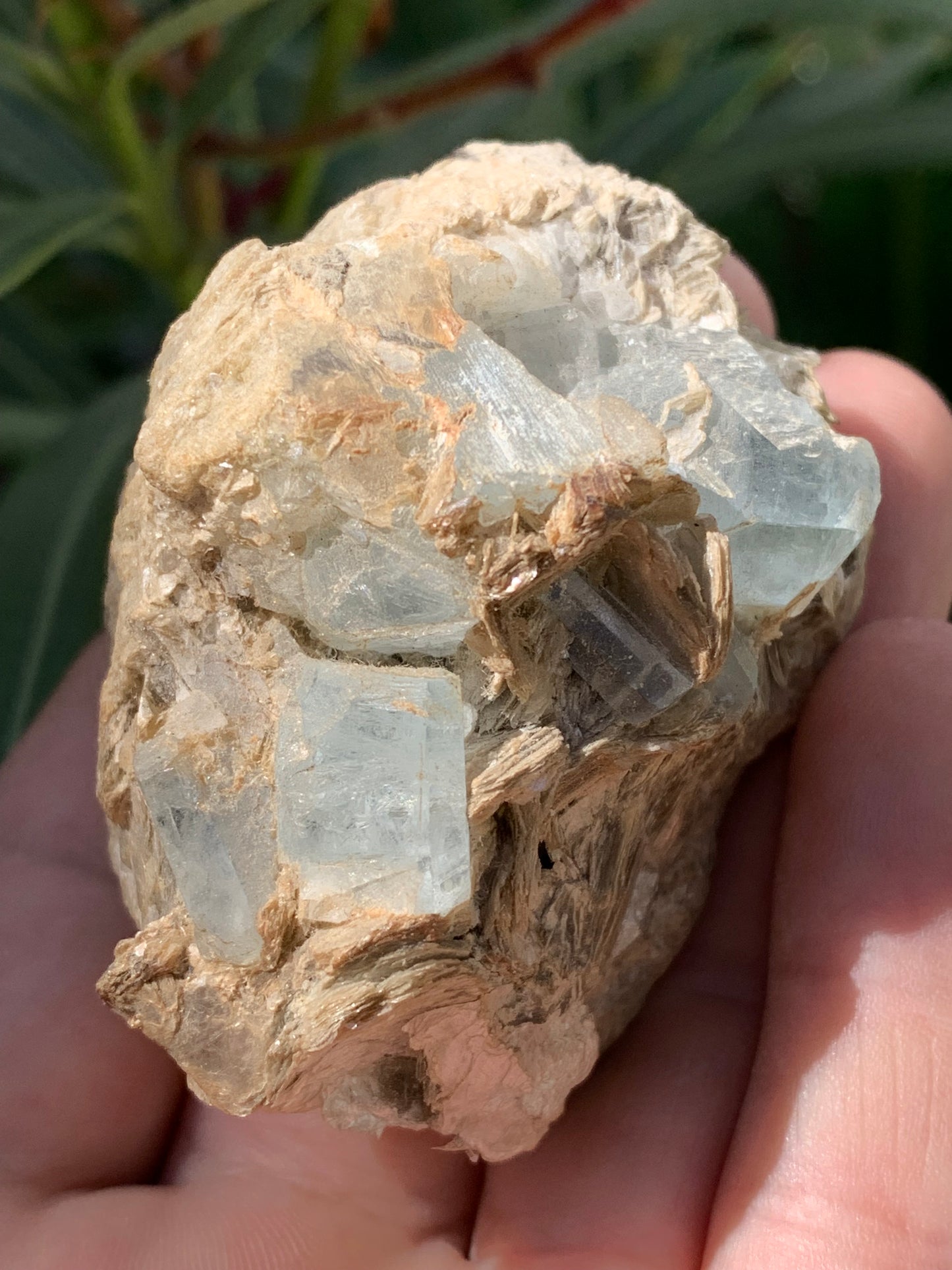Aquamarine with Muscovite, superb piece of 66x48x43mm - 162.8 grams, 6 magnificent crystals on matrix!