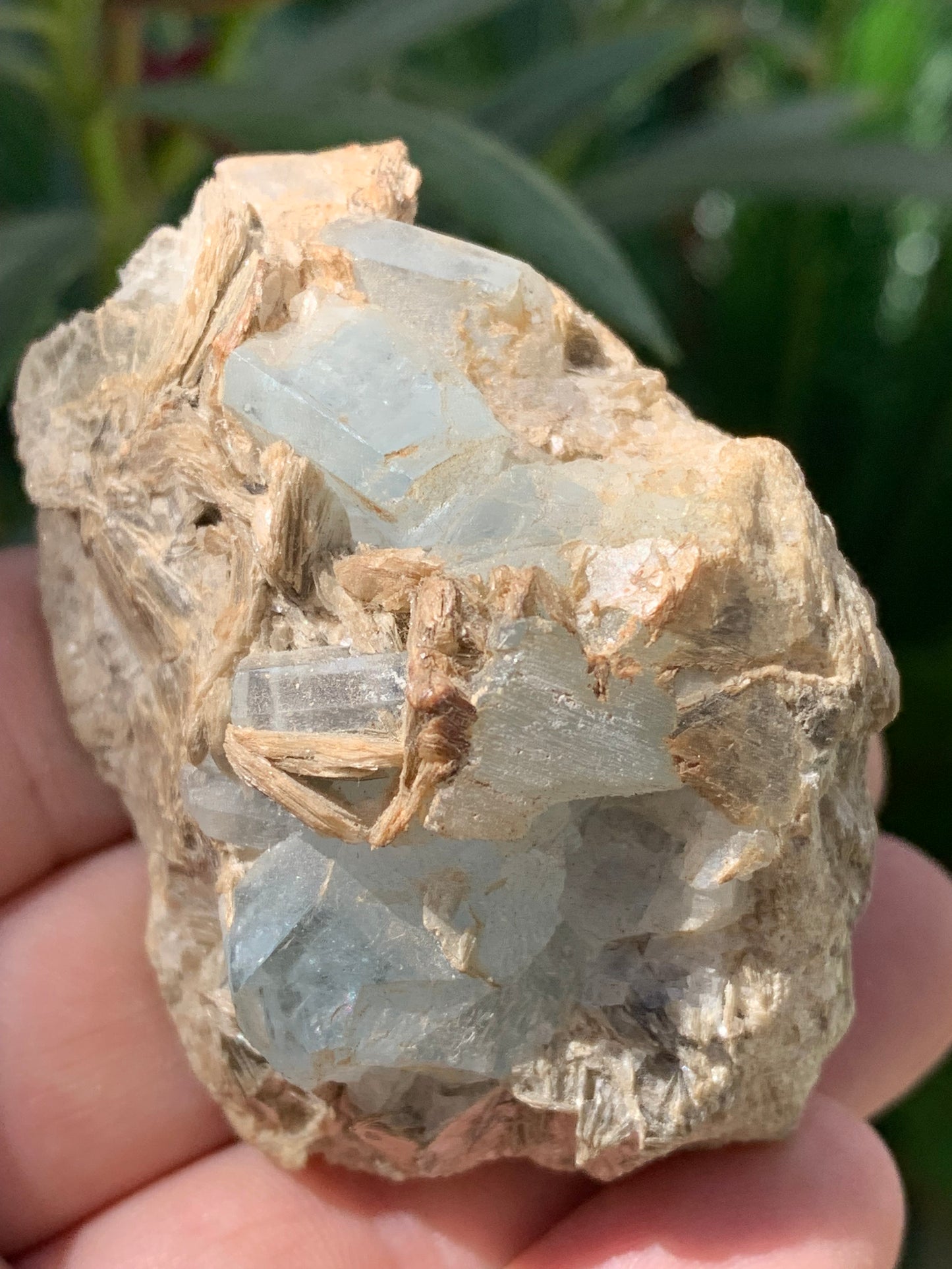 Aquamarine with Muscovite, superb piece of 66x48x43mm - 162.8 grams, 6 magnificent crystals on matrix!