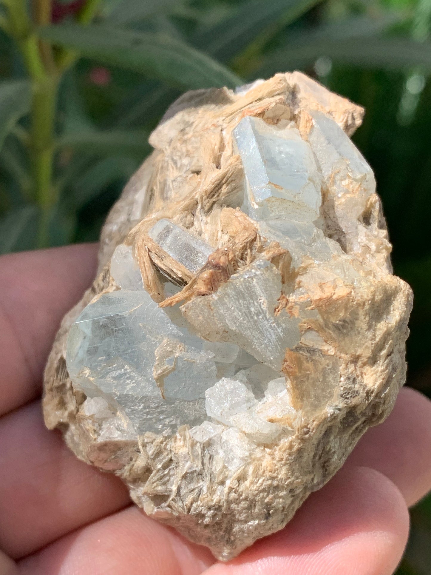 Aquamarine with Muscovite, superb piece of 66x48x43mm - 162.8 grams, 6 magnificent crystals on matrix!