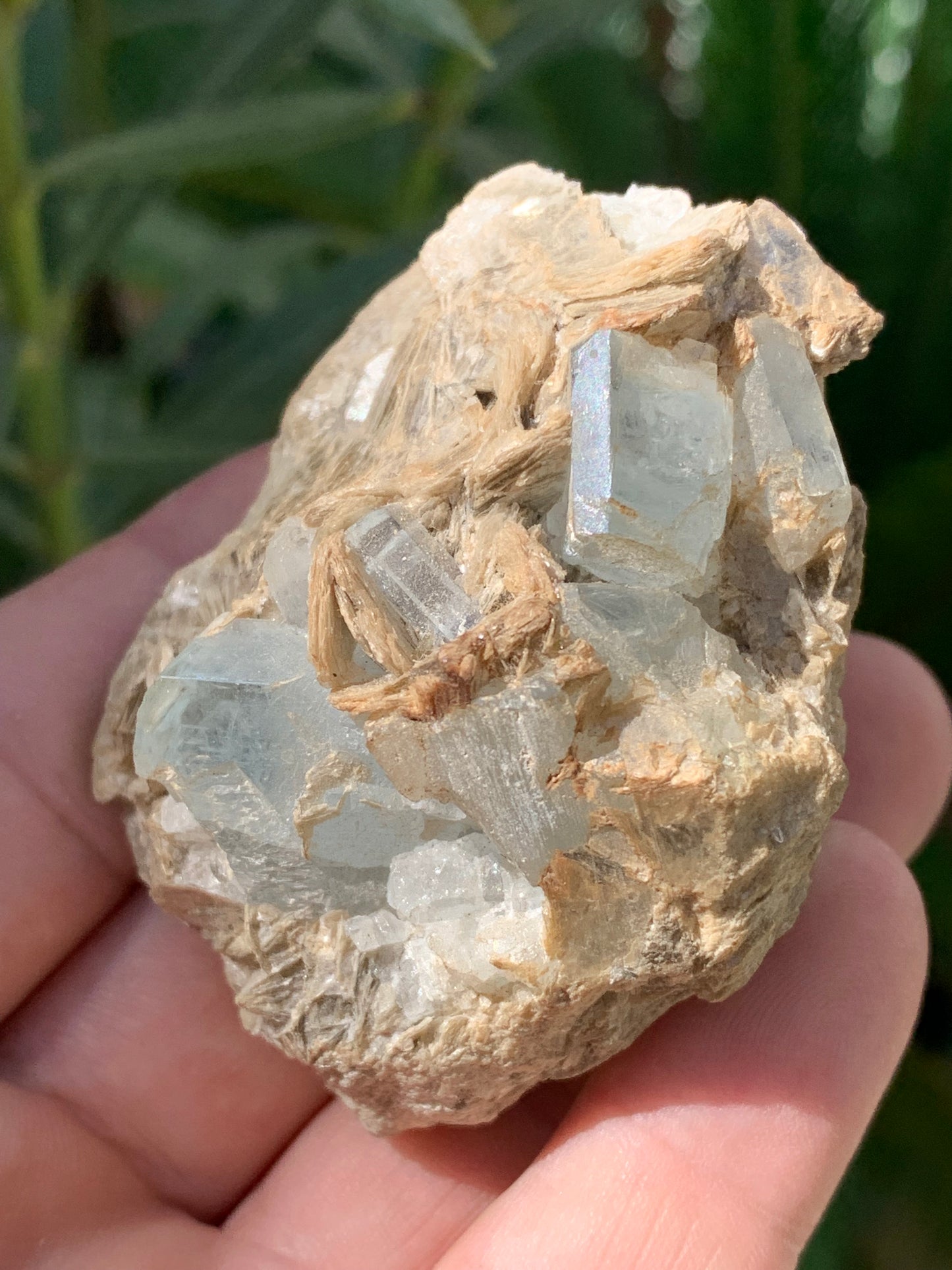 Aquamarine with Muscovite, superb piece of 66x48x43mm - 162.8 grams, 6 magnificent crystals on matrix!