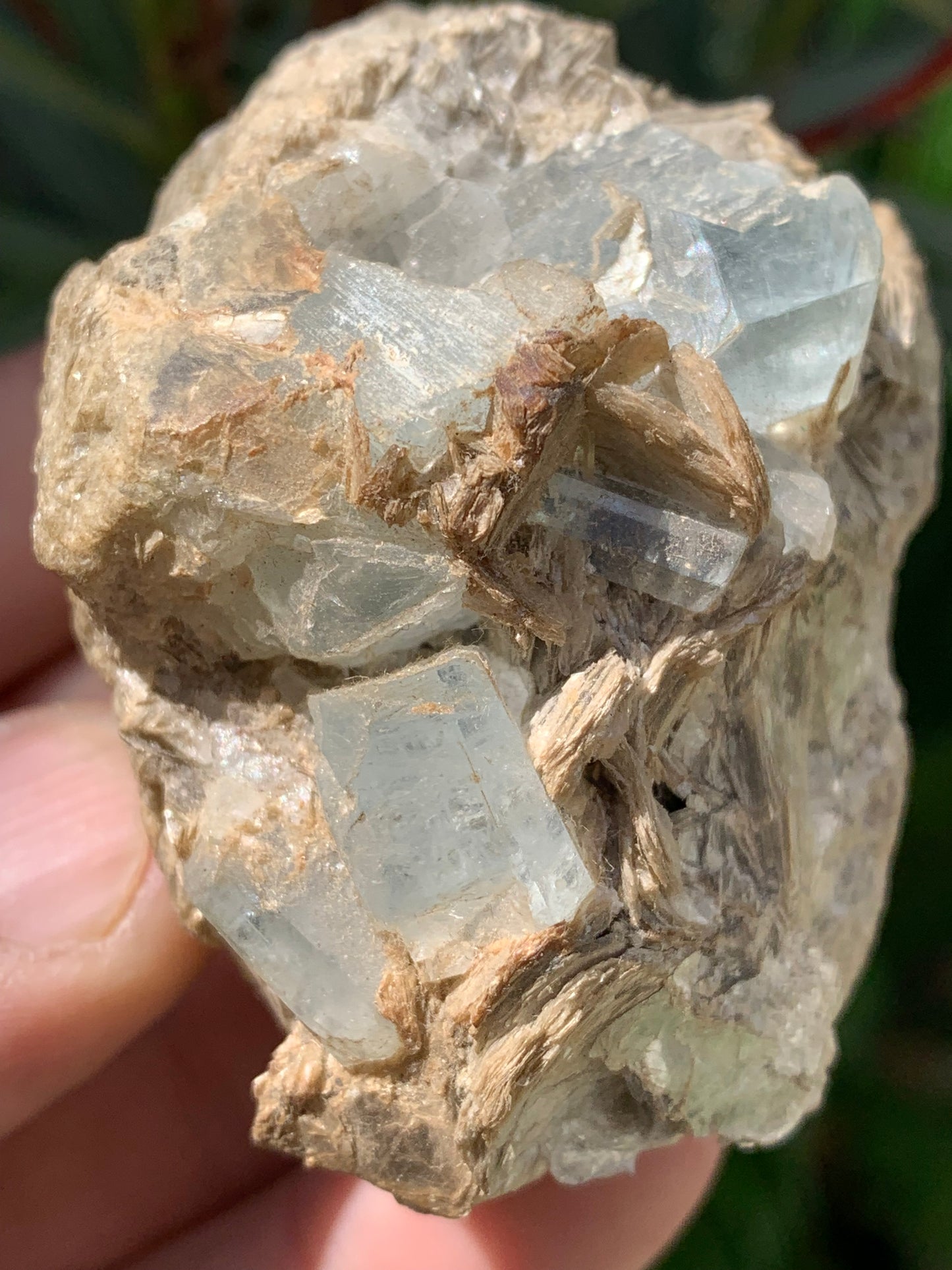 Aquamarine with Muscovite, superb piece of 66x48x43mm - 162.8 grams, 6 magnificent crystals on matrix!